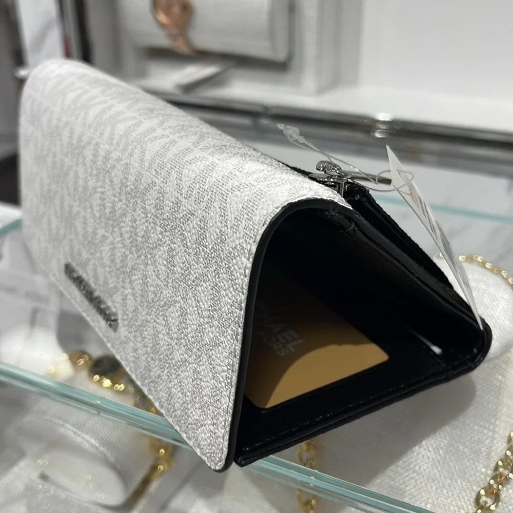 Michael Kors Jet Set Travel Signature Logo Tri-Fold Wallet OPWHT MULTI NWT